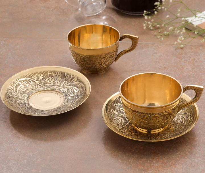 Brass Cup & Saucer Set