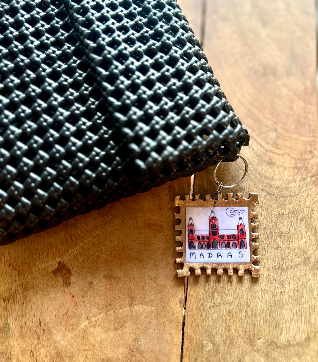 Vintage Madras Stamp Keychain